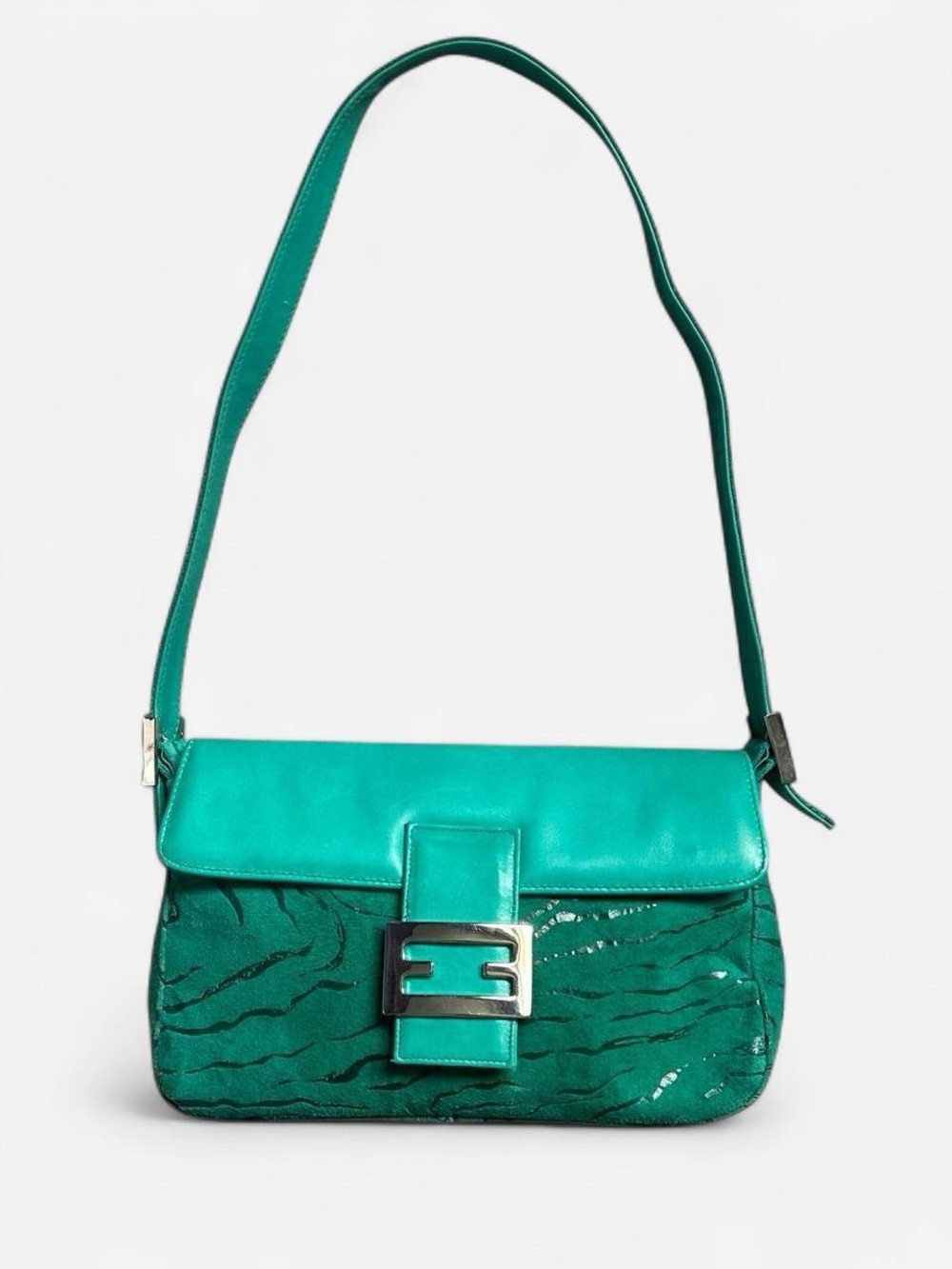 Vintage Teal Leather Shoulder Bag